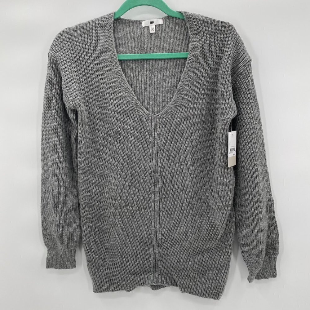 BP. Gray Oversized V-Neck Sweater Size XS